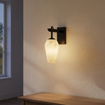 Bullet Shade Teardrop Alabaster Wall Sconce by Dalmivik, complete fixture view