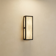 Lantern Box Tall Pillar Alabaster Wall Sconce by Dalmivik, complete fixture view
