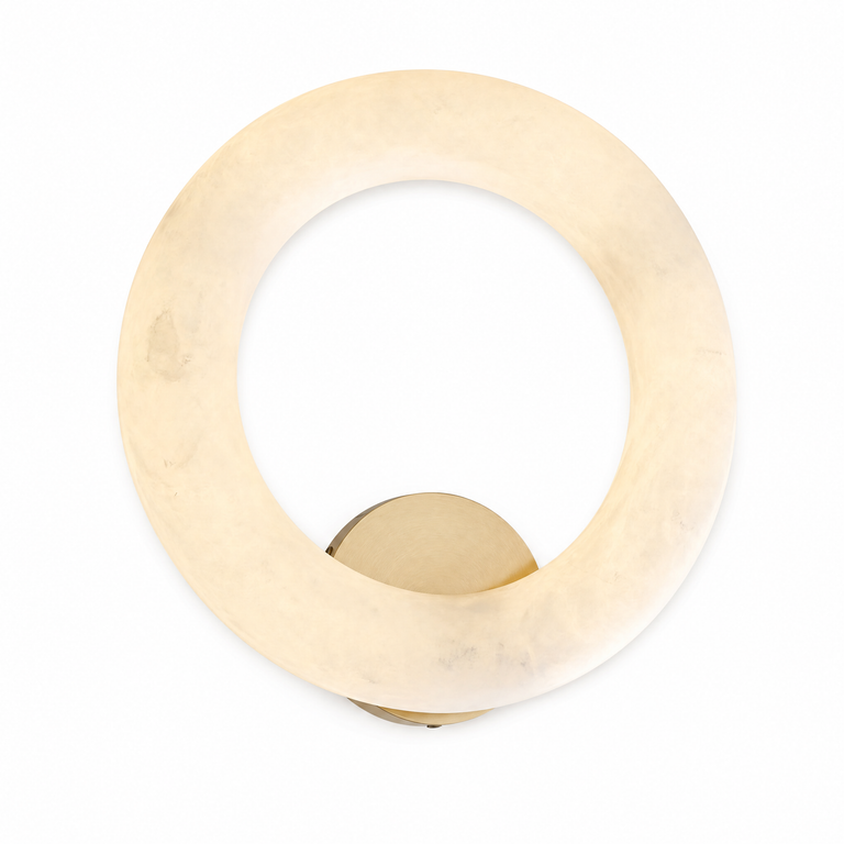 Halo Ring Glowing Ring Alabaster Wall Sconce by Dalmivik, product or room detail view