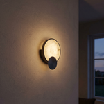 Sculpted Form Ring & Orb Alabaster Wall Sconce by Dalmivik, complete fixture view