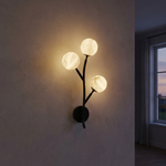 Branch Triple Bloom Alabaster Wall Sconce by Dalmivik, complete fixture view