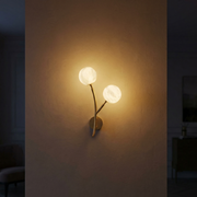 Branch Dual Bud Alabaster Wall Sconce by Dalmivik, complete fixture view