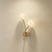 Branch Dual Bud Alabaster Wall Sconce by Dalmivik, complete fixture view