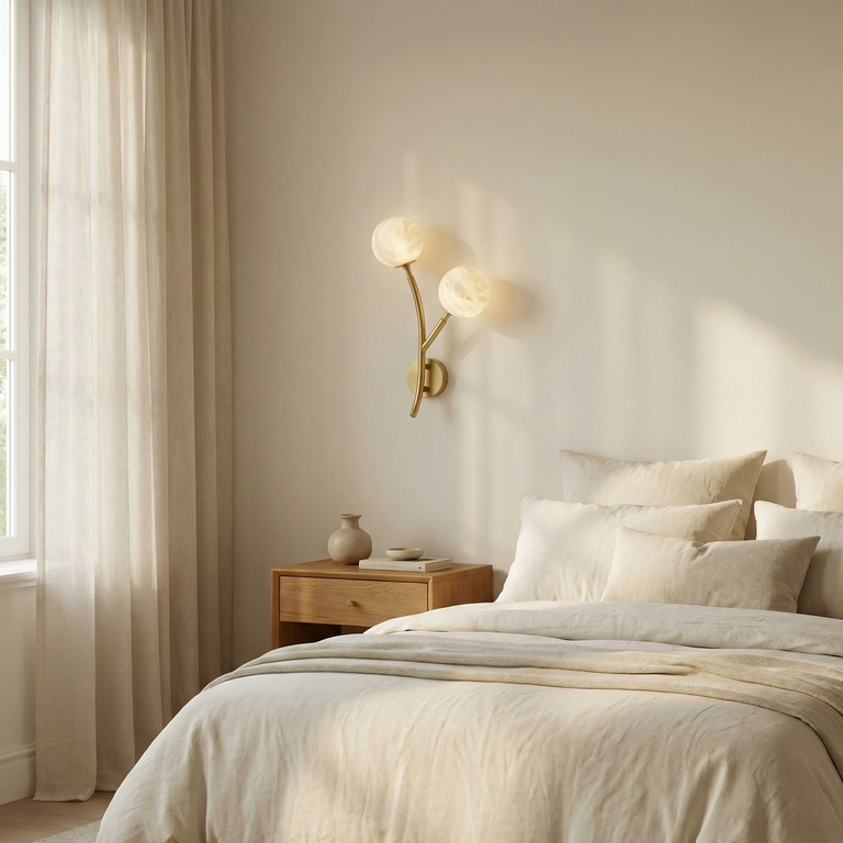 Branch Dual Bud Alabaster Wall Sconce by Dalmivik, product or room detail view