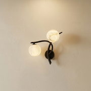 Branch Curved Duo Alabaster Wall Sconce by Dalmivik, complete fixture view