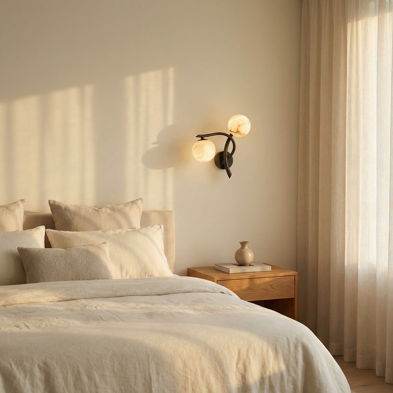 Branch Curved Duo Alabaster Wall Sconce by Dalmivik, product or room detail view