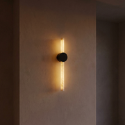 Linear Rod Double Ended Alabaster Wall Sconce by Dalmivik, complete fixture view