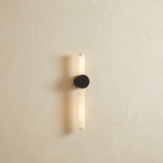 Linear Rod Double Ended Alabaster Wall Sconce by Dalmivik, complete fixture view