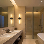 Linear Rod Double Ended Alabaster Wall Sconce by Dalmivik, product or room detail view