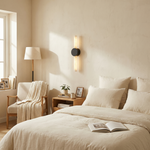 Linear Rod Double Ended Alabaster Wall Sconce by Dalmivik, product or room detail view