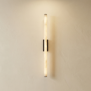 Linear Rod Slim Long Alabaster Stick Wall Sconce by Dalmivik, complete fixture view