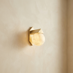 Geo Crystal Orb & Wedge Alabaster Wall Sconce by Dalmivik, complete fixture view