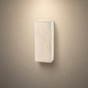 Lantern Box Compact Frame Alabaster Wall Sconce by Dalmivik, complete fixture view
