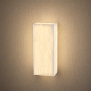Lantern Box Compact Frame Alabaster Wall Sconce by Dalmivik, complete fixture view