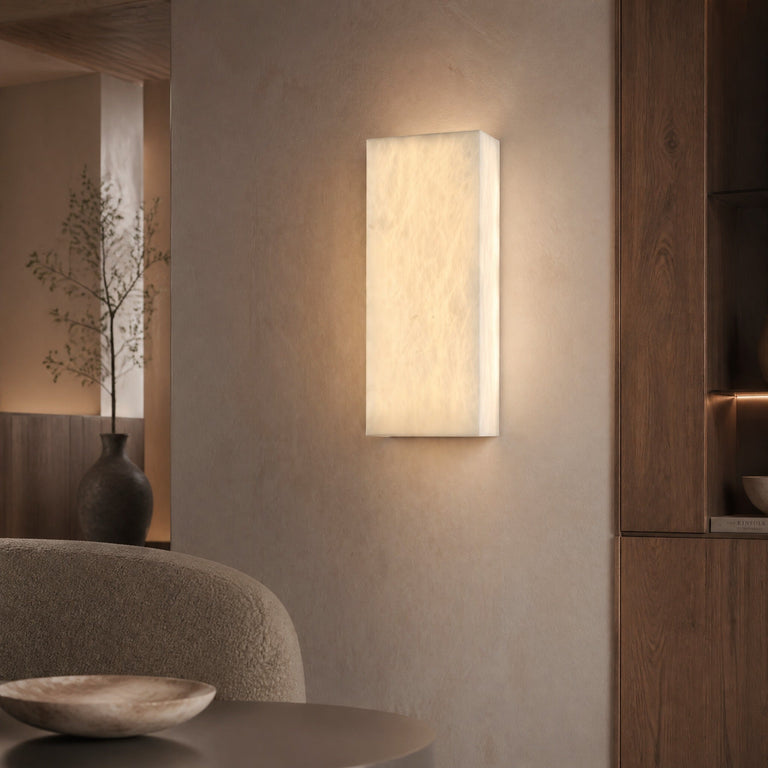 Lantern Box Compact Frame Alabaster Wall Sconce by Dalmivik, product or room detail view