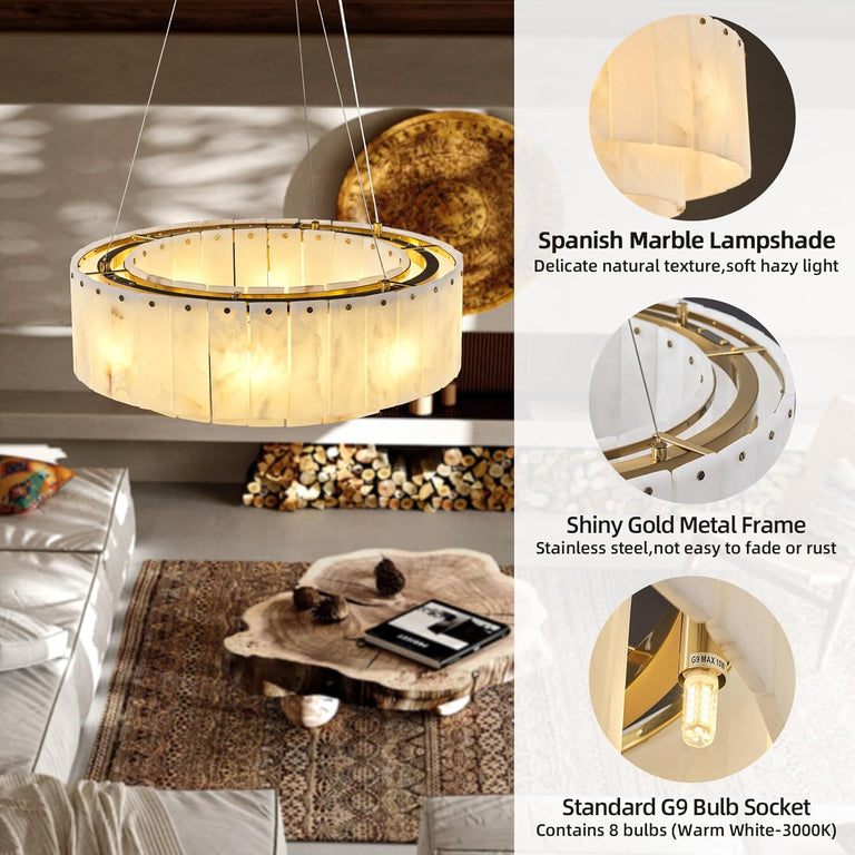 Modern Alabaster Chandelier by Dalmivik, product or room detail view