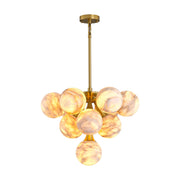 Modern Round Alabaster Chandelier by Dalmivik, complete fixture view