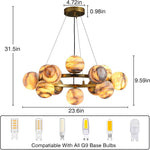 Modern Round Alabaster Chandelier by Dalmivik, product or room detail view