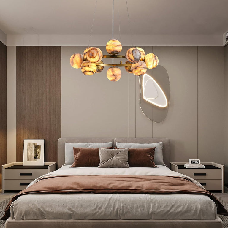 Modern Round Alabaster Chandelier by Dalmivik, product or room detail view