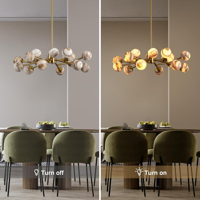 Modern Round Alabaster Chandelier by Dalmivik, product or room detail view