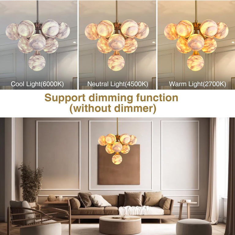 Modern Round Alabaster Chandelier by Dalmivik, product or room detail view