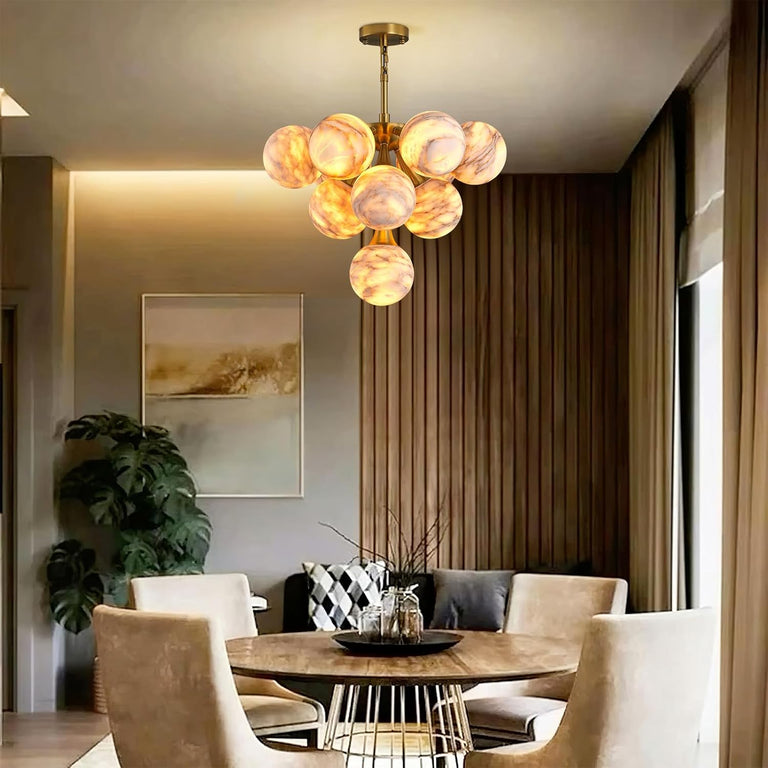 Modern Round Alabaster Chandelier by Dalmivik, product or room detail view