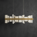 Hollis Modern Alabaster Linear Pendant Light by Dalmivik, complete fixture view
