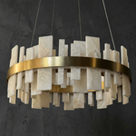 Round Block Chandelier by Dalmivik, complete fixture view