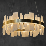 Round Block Chandelier by Dalmivik, complete fixture view