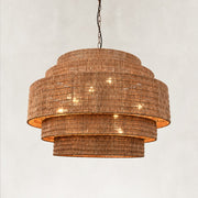 Natural Rattan Drum Chandelier in Natural Brown - alternate angle