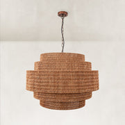 Natural Rattan Drum Chandelier in Natural Brown - material detail