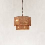 Natural Rattan Flush Mount Ceiling Light in Natural Brown - alternate angle