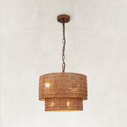 Natural Rattan Flush Mount Ceiling Light in Natural Brown - complete fixture
