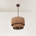 Natural Rattan Flush Mount Ceiling Light in Natural Brown - material detail