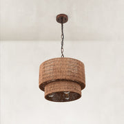 Natural Rattan Flush Mount Ceiling Light in Natural Brown - material detail