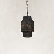 Natural Rattan Mini Pendant Light in Matte Black - alternate angle