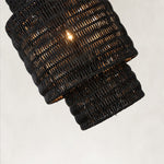 Natural Rattan Mini Pendant Light in Matte Black - material detail