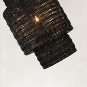 Natural Rattan Mini Pendant Light in Matte Black - material detail