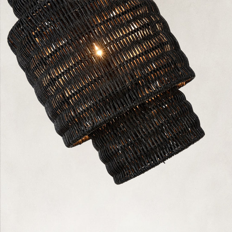 Natural Rattan Mini Pendant Light in Matte Black - material detail