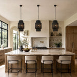Natural Rattan Mini Pendant Light in Matte Black - room setting