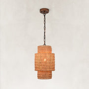 Natural Rattan Mini Pendant Light in Natural Brown - complete fixture