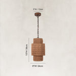 Natural Rattan Mini Pendant Light in Natural Brown - dimension diagram