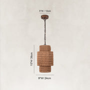 Natural Rattan Mini Pendant Light in Natural Brown - dimension diagram