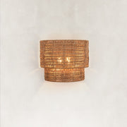 Natural Rattan Wall Sconce in Natural Brown - complete fixture