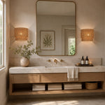 Natural Rattan Wall Sconce in Natural Brown - room setting