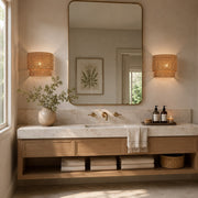 Natural Rattan Wall Sconce in Natural Brown - room setting