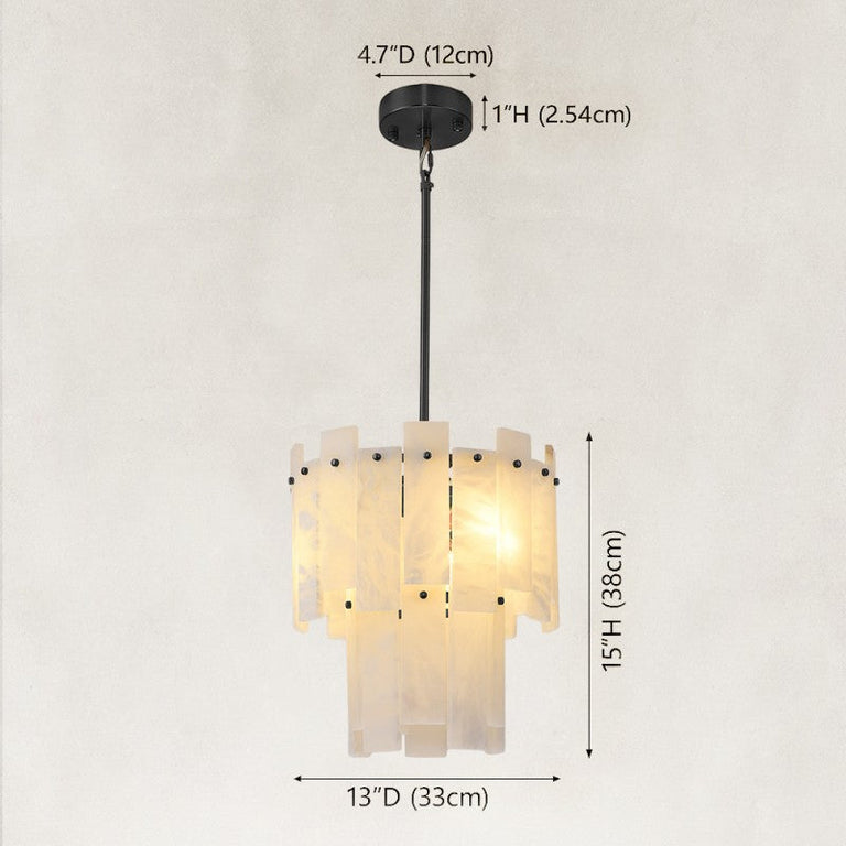 Black two-tier panel fixture dimension drawing.