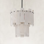Complete unlit white-panel fixture with black rod and fixings.
