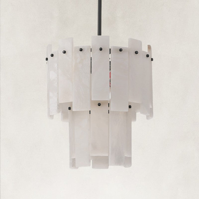Complete unlit white-panel fixture with black rod and fixings.