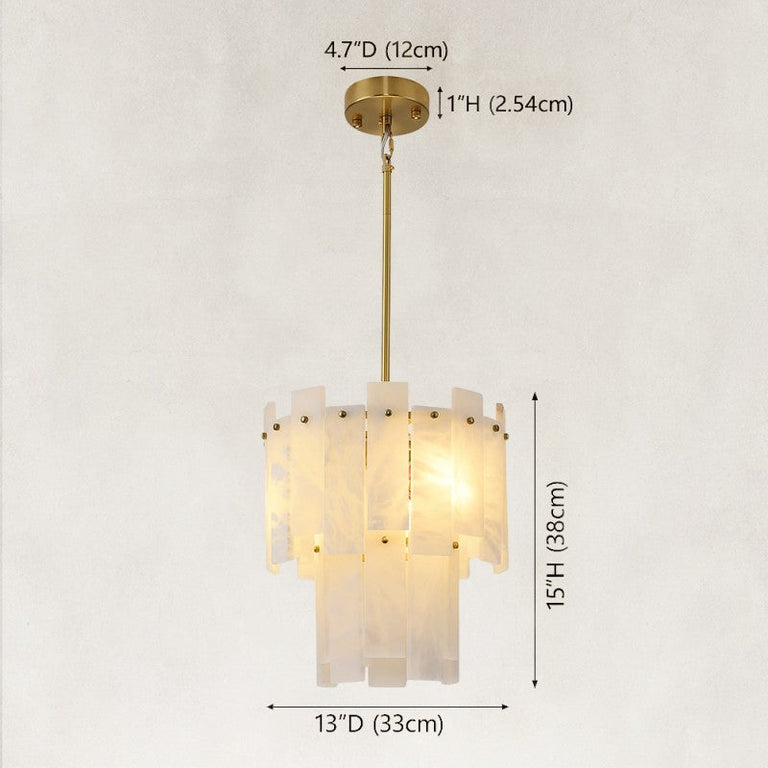 Gold-tone two-tier panel fixture dimension drawing.